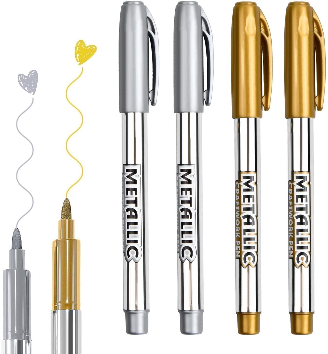 Solidchoice - Set van 4 Waterbestendige Acryl Markers in Goud en Zilver