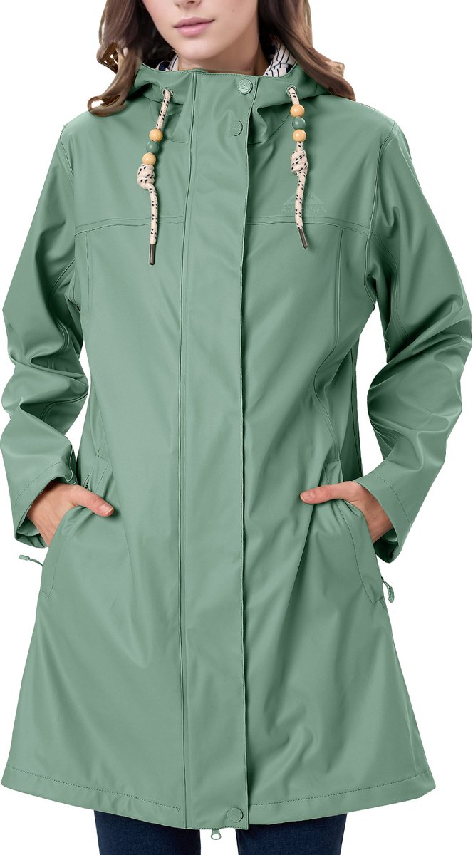 ATLASLAVA Regenmantel Dames - Overgangsjas - PU Waterdicht - Dames Regenjas - Lange Parka - Regenparka met Capuchon - Outdoor - Ademend