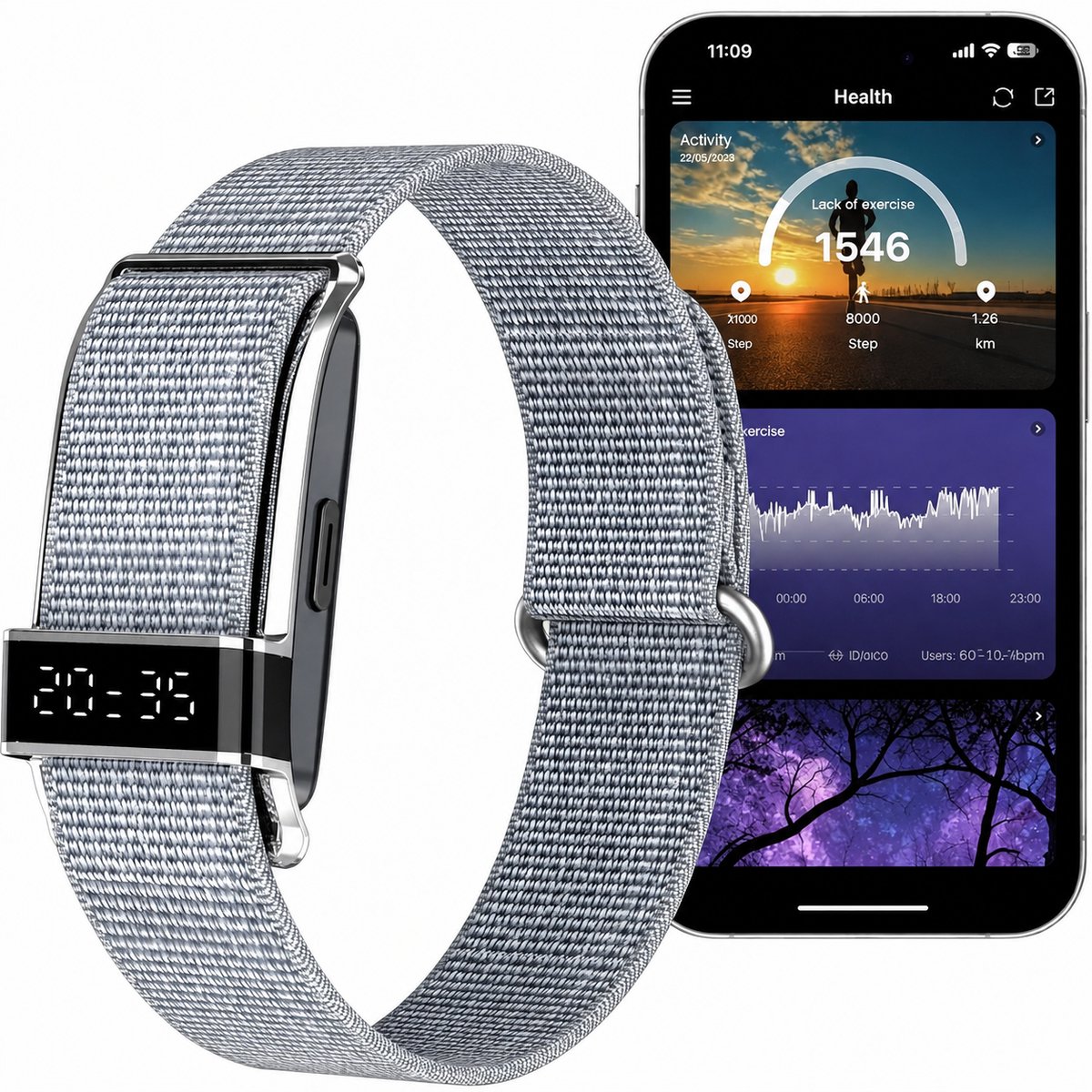Activity Tracker - Smartwatch - Stappenteller Horloge - Bloeddrukmeter - Slaapmonitor - Hartslagmeter - APP - Heren - Dames - Geschikt voor iOS/Android - Grijs