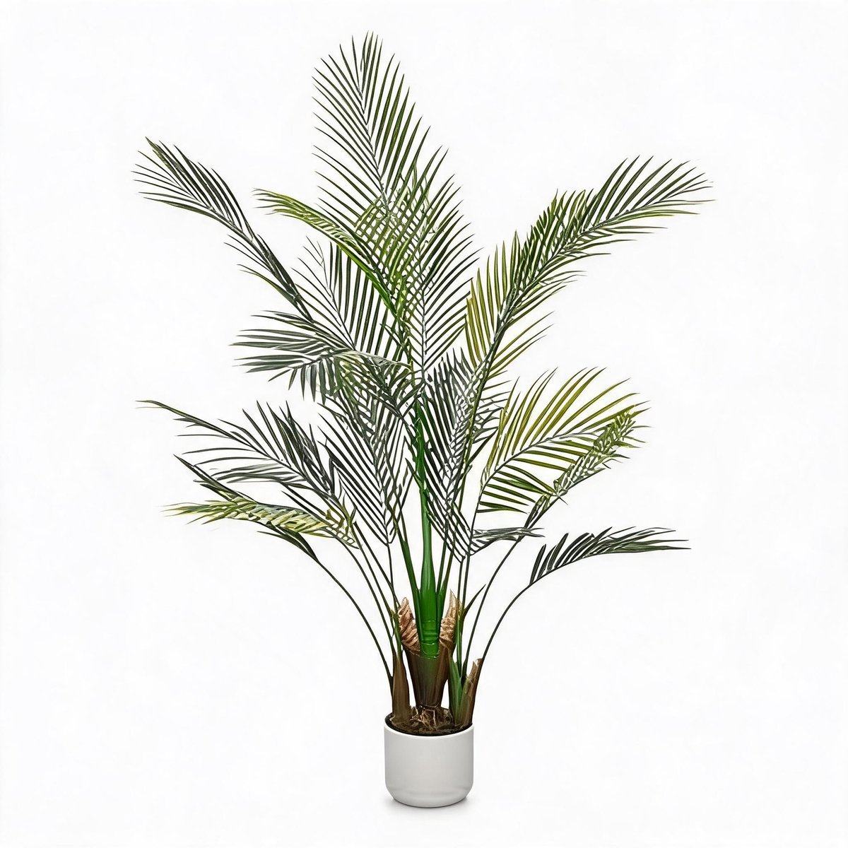 HOERFURIY - Kunst Tropische Palm - 125cm, hoogdichte PEVA bladeren, flexibele steel met geïntegreerde pot voor binnen en overdekt buiten