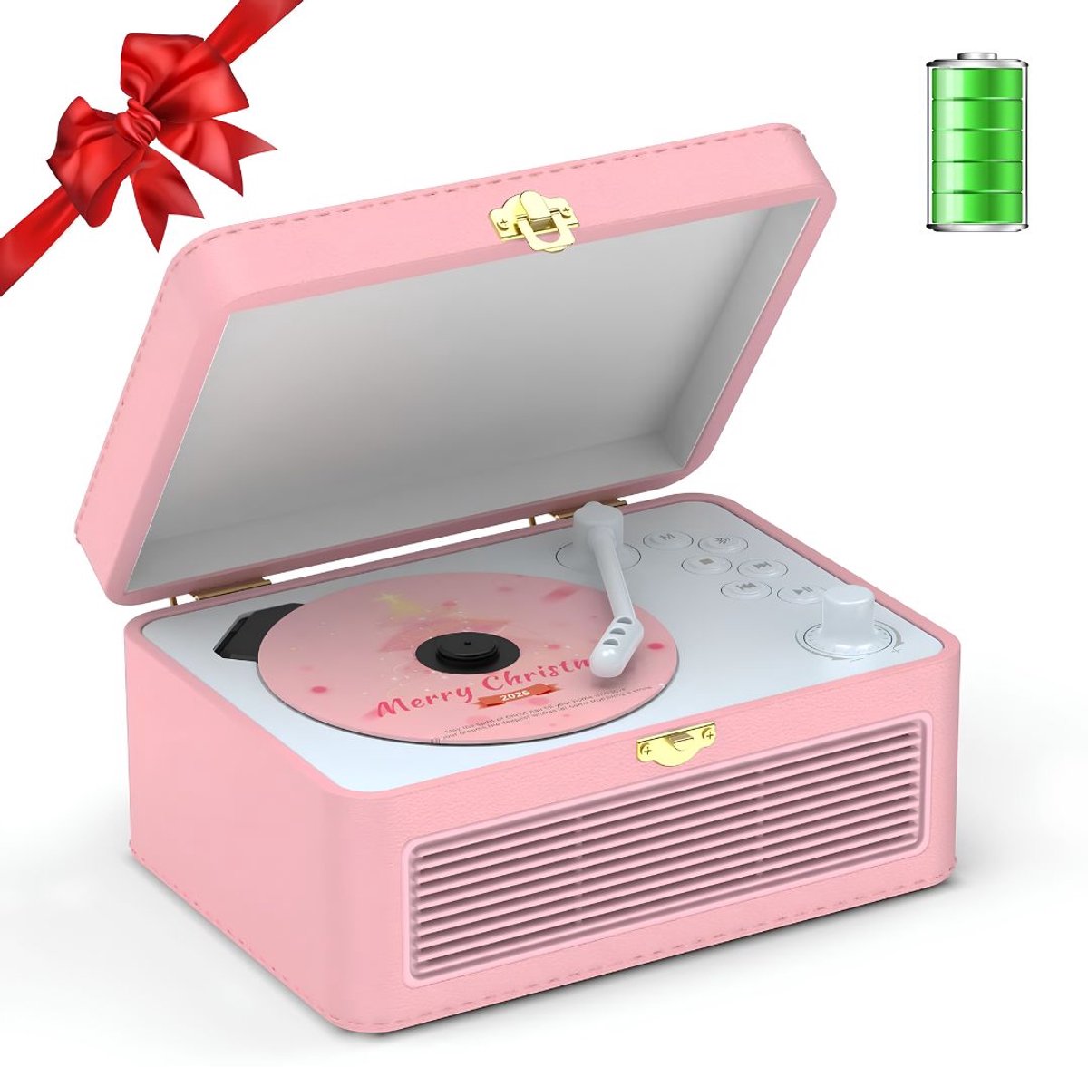 NIVA® CD Speler Draagbare - CD Speler - Draagbare Bluetooth CD Speler - Roze - 25cm x 19cm x 15cm