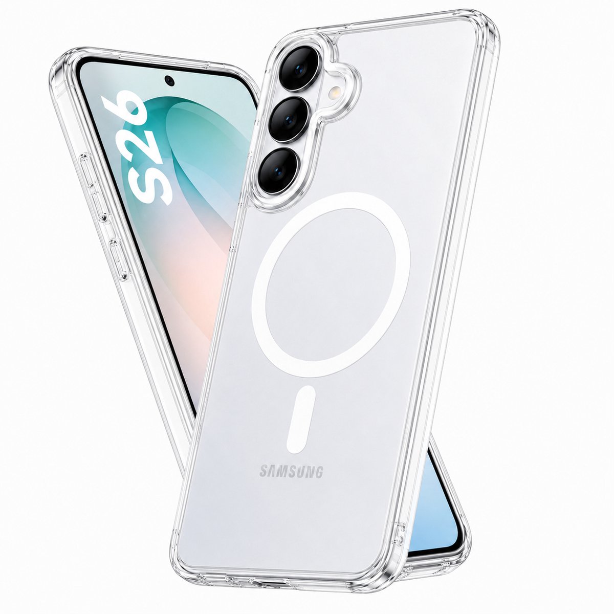 YSONIC Hoesje Geschikt voor Samsung Galaxy S26 Transparant - Siliconen Back Cover - Case Geschikt voor MagSafe - 2500g Magnetische Trekkracht