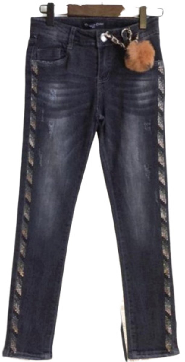 Meisjes jeans met streep - Blauw - 98/104