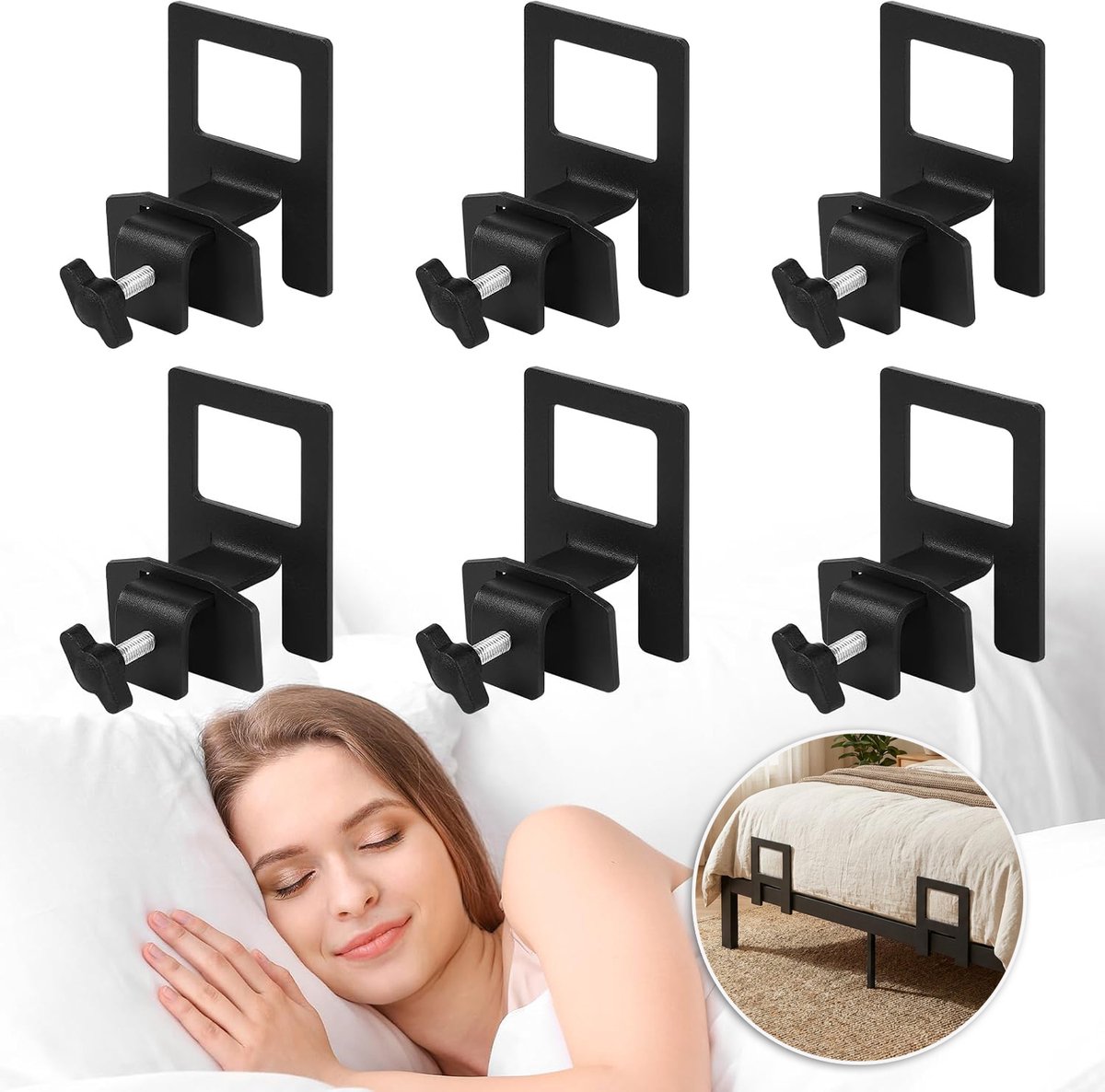 6 Metalen Matrashouders Met Krasbescherming En Antislip Grip – Verstelbaar Snel Te Installeren Universeel Compatibel Met Bedframes