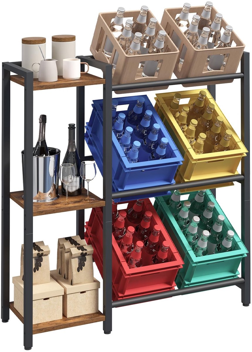 Solidchoice - Keukenrek met 3 Planken voor 6 Crates