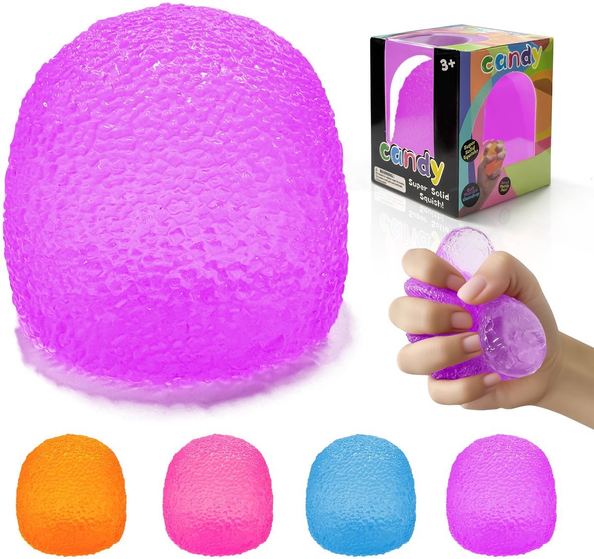 Casalora Stressbal Snoepvorm – Squishy Anti Stress Bal – Super Stevige Knijpbal – Sensorisch Speelgoed voor Kinderen & Volwassenen