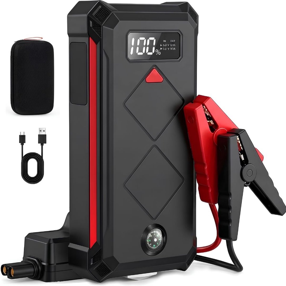 SP® Jumpstarter - Jumpstarter voor Auto - Startbooster - Rood - 23cm x 13cm x 10cm