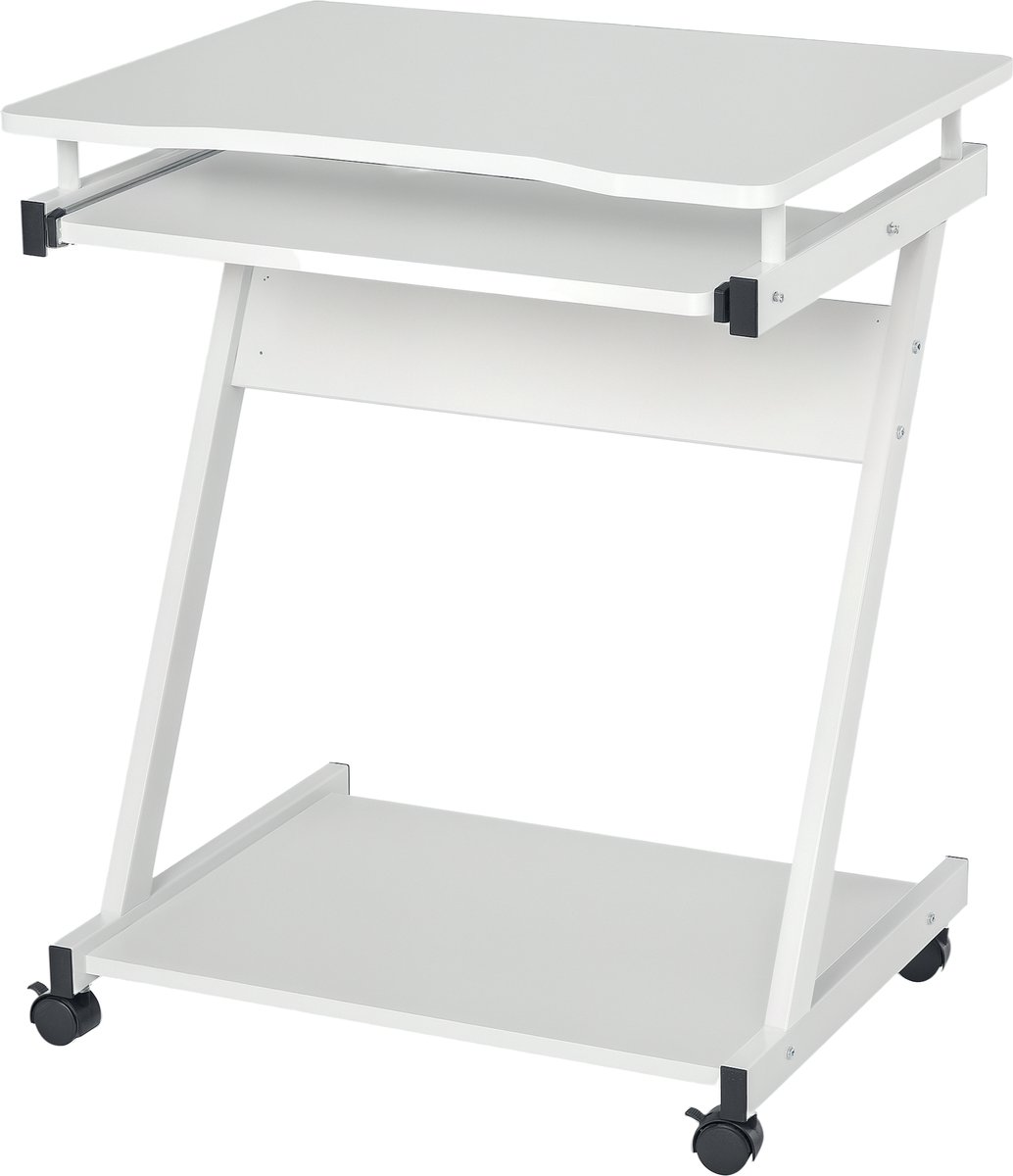 Computerbureau-draaibaar- mobiel-computertafel-wit -Schuifplank toetsenbord -plank