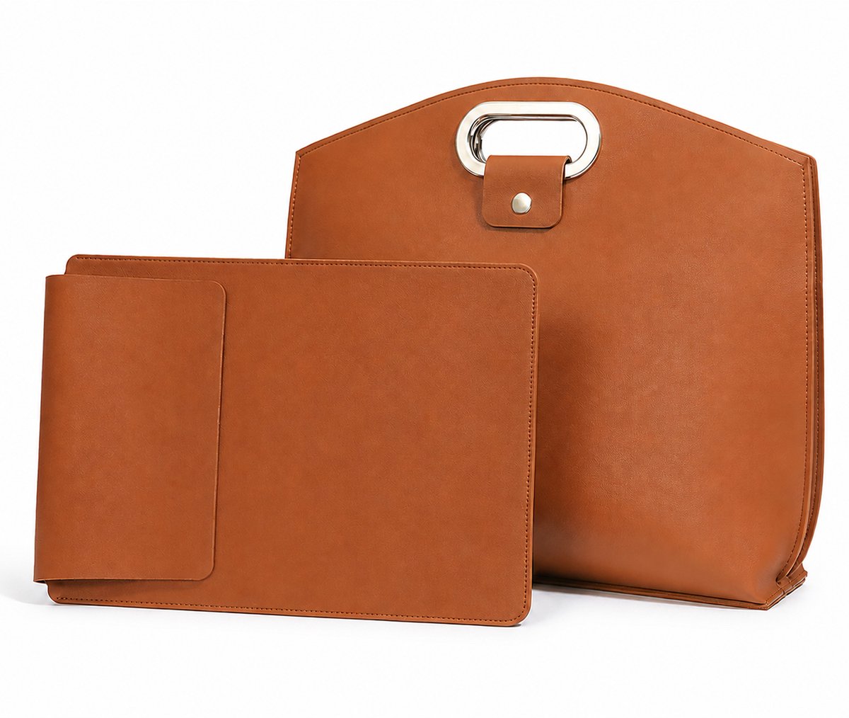 Laptoptas - Waterdichte Laptop- & Tote Set - 14-15,6 inch - Metalen Handgreep - Voor Werk en Zakelijk Gebruik - Bruin