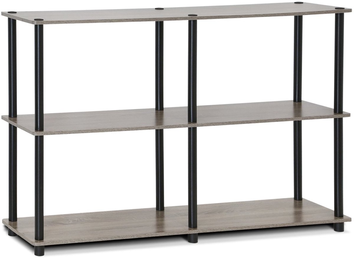 Solidchoice - 3-laags Opbergdisplay Rek in Frans Eiken Grijs/Zwart