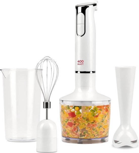 NIVA® Staafmixer Set - 3-in-1 Mixer en Garde - Staafmixer met Accessoireset - Wit - 6cm x 6cm x 37cm van Niva — afbeelding 4