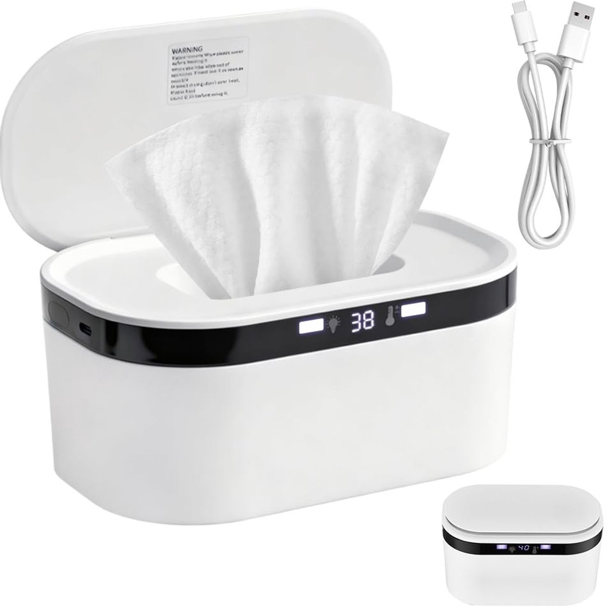 Solidchoice - 10 W Vochtige Doekwarmer met USB en Nachtlampje voor Babydoeken