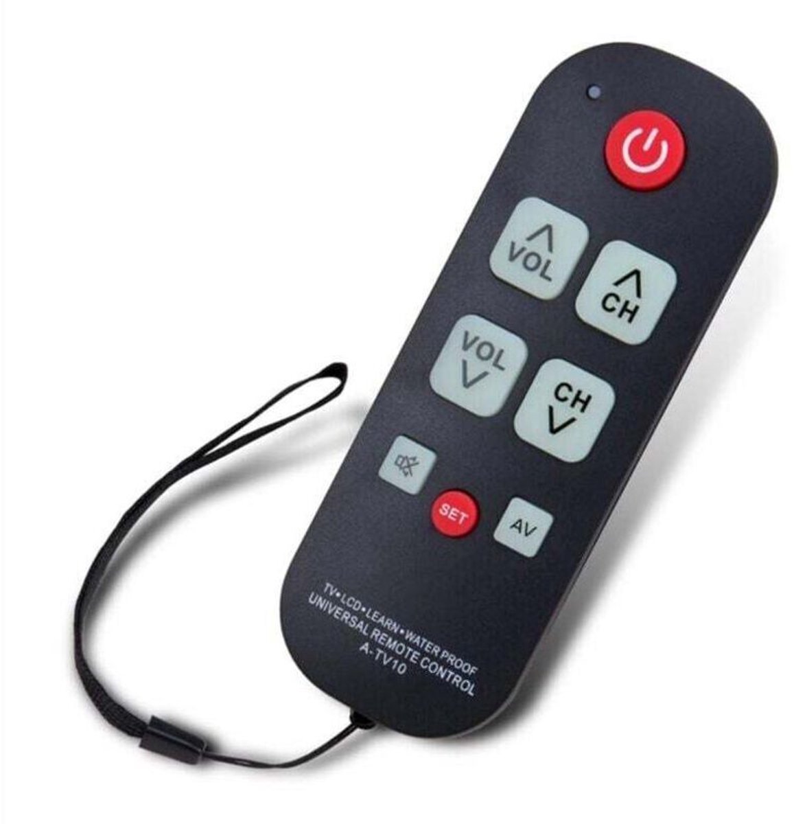 Dit is een afstandsbediening voor de A-TV10 tv, speciaal ontworpen voor senioren. Hij is universeel, gebruiksvriendelijk, waterdicht en voorzien van een led-indicatielampje. De afstandsbediening is compatibel met diverse tv-modellen.