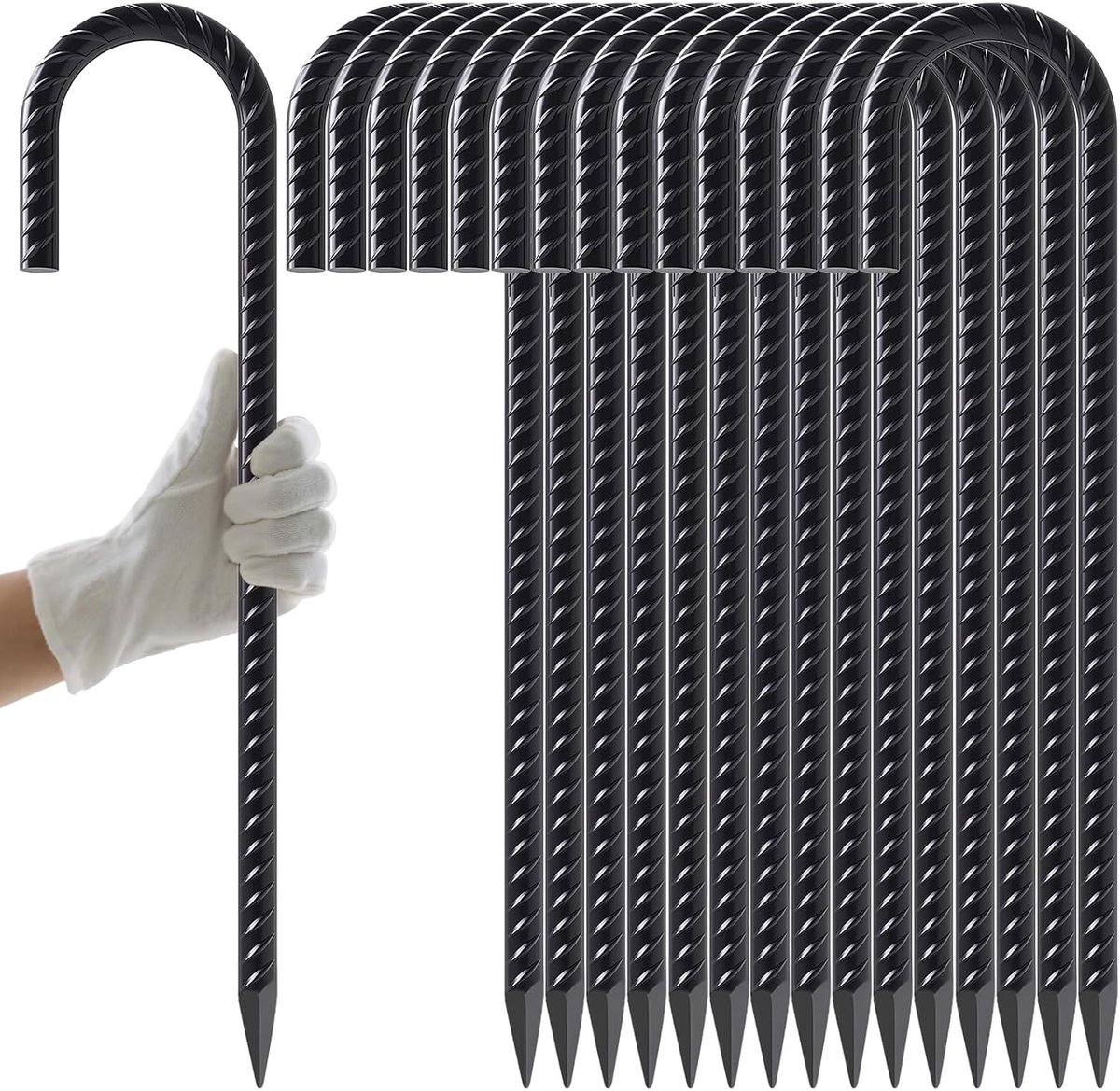 Wapening Stakes - Zwart - 16 inch - Heavy Duty Stalen Grondankers - Voor Tuin, Camping en Hekwerk