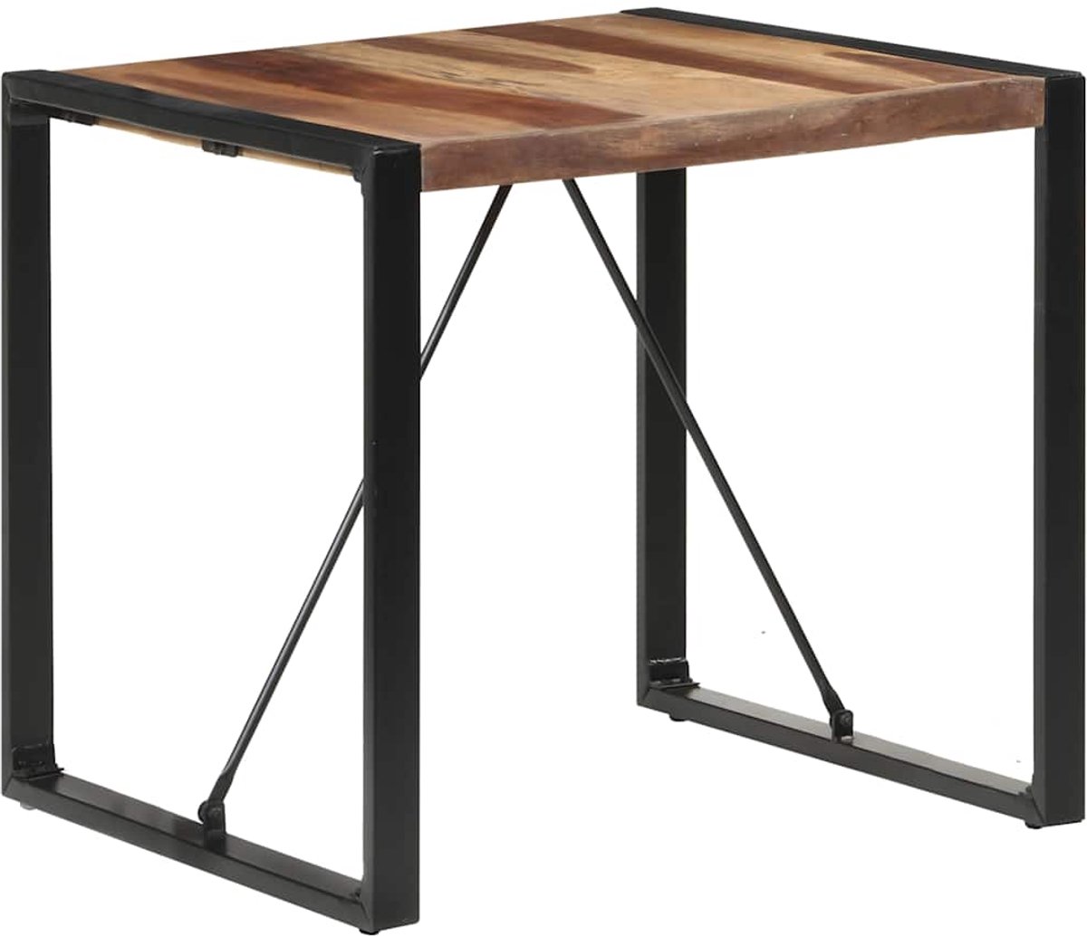 vidaXL Eettafel - 80x80x75 - cm - massief - hout Zwart