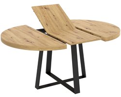DEKIT GRUPO RIMOBEL Duna Eettafel, rond, uittrekbaar, melamine, Scandinavisch, 77 x 110-158 cm - ShopVlot