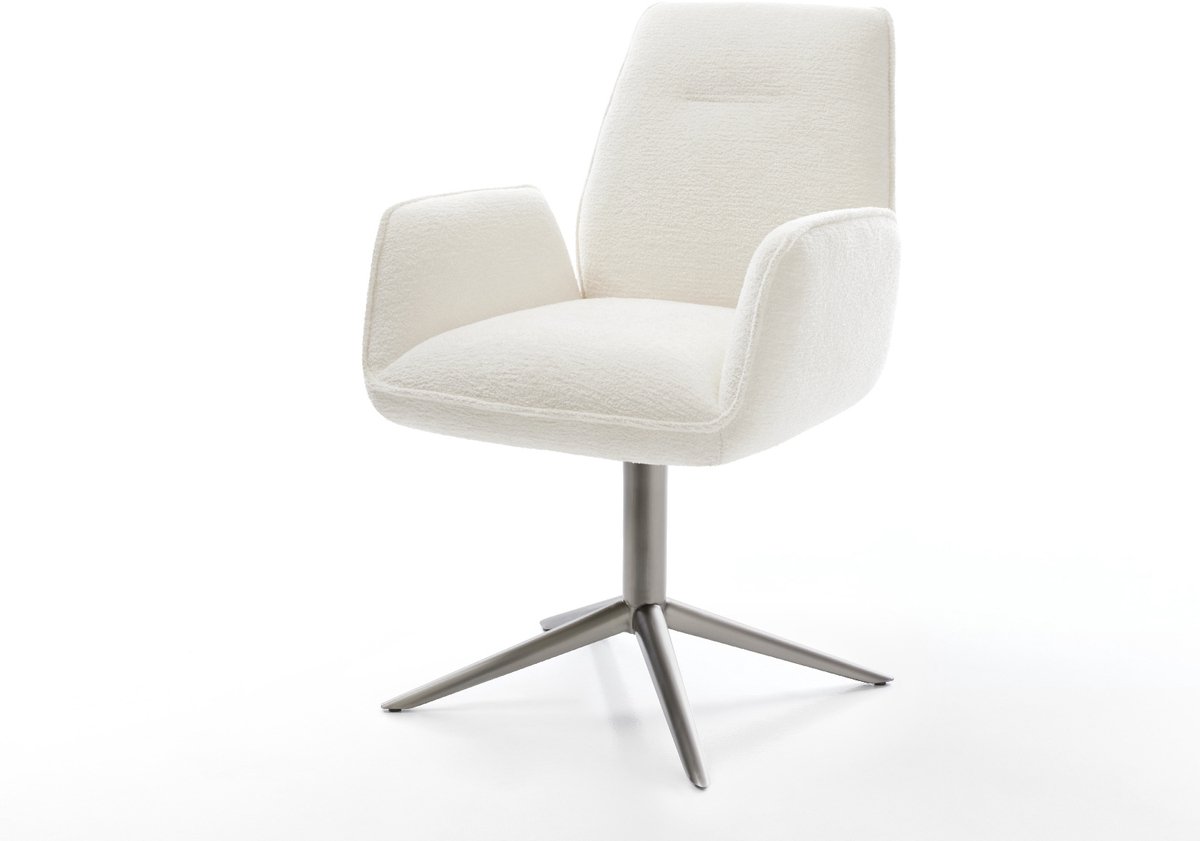 Eetkamerstoel Zoa-Flex kruispoot grafiet bouclé zacht beige 360° draaibaar rocker-functie pocketveer kern
