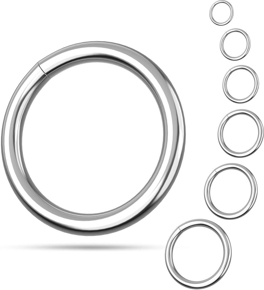O-Rings Steel - Selectable 12 - 50 mm / 10 - 50 Pieces - Rust Protection - Robust and Durable - Silver Round Rings - ShopVlot