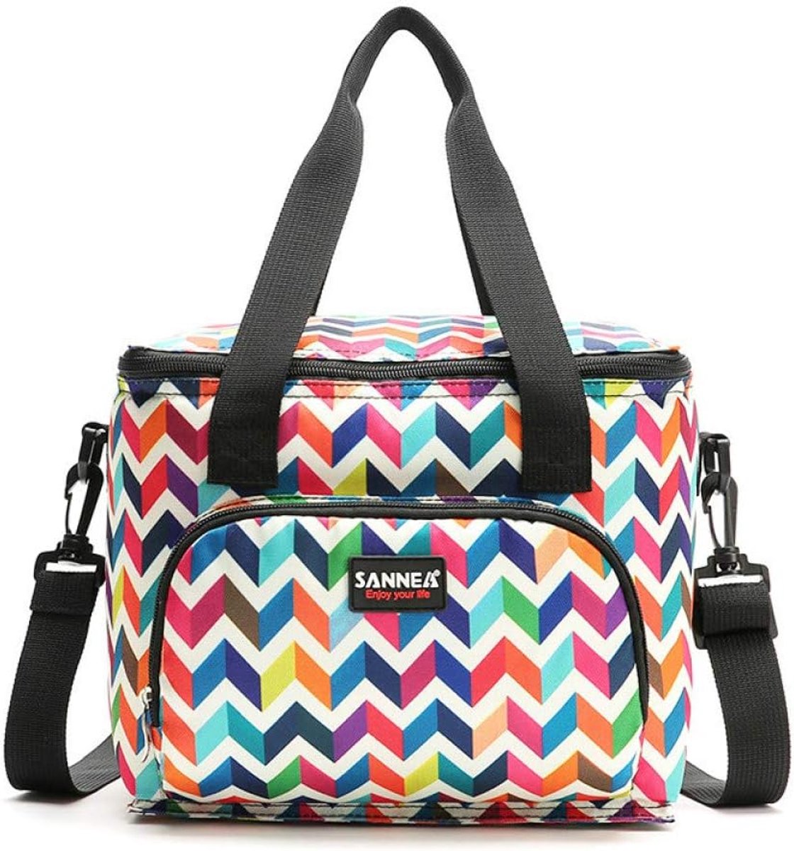 draagbare lunchtas van aluminium, kleur: One Shoulder, picknicktas, 10 l, isolatie, dubbelpak, 26 x 17 x 23 cm, inhoud - ShopVlot