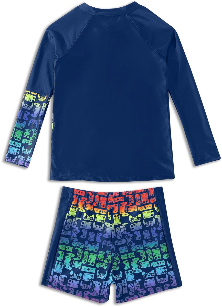 JiAmy Jongens 2-delige gaming-badkledingset voor 5-14 jaar, Blauw-spel, 8 jaar - ShopVlot