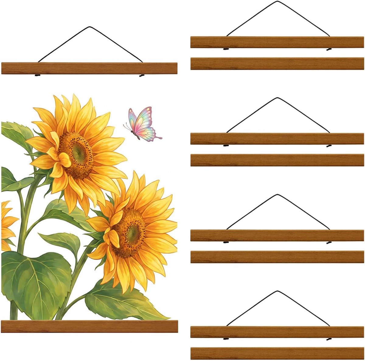 Posterlijst, 4 stuks, 31 cm, houten posterrail voor foto's, prints - ShopVlot