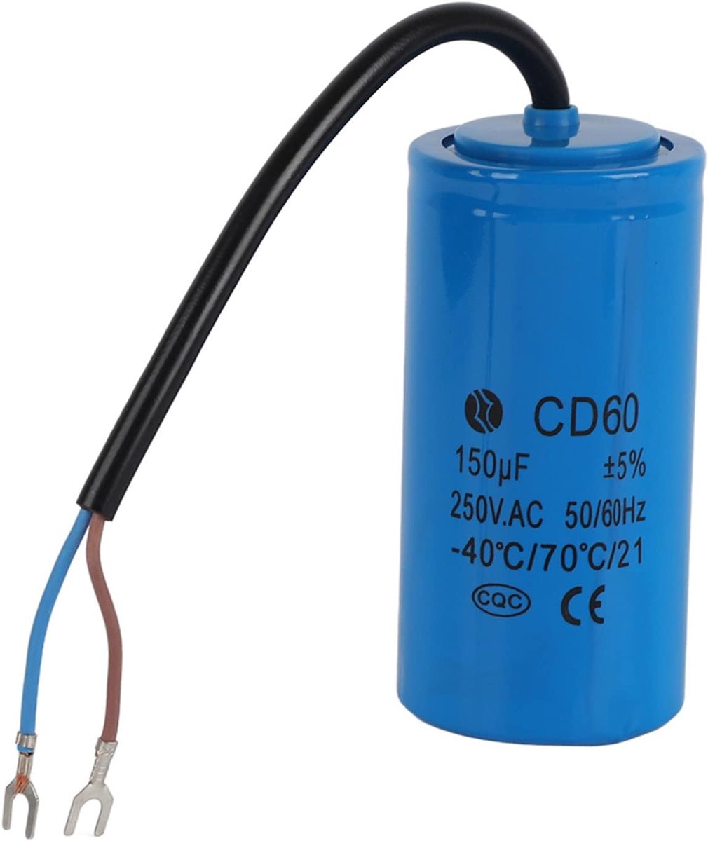 CD60 150uF Operating Capacitor, Motor Capacitor with Wire Rope 250VAC for Motor Compressor - Packed with Folding Box - ShopVlot