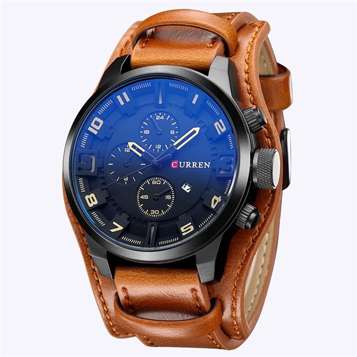 Curren 8225 Heren Horloge Lederen Band Quartz Horloge Sport Waterdichte Klok Origineel Polshorloge Voor Mannen