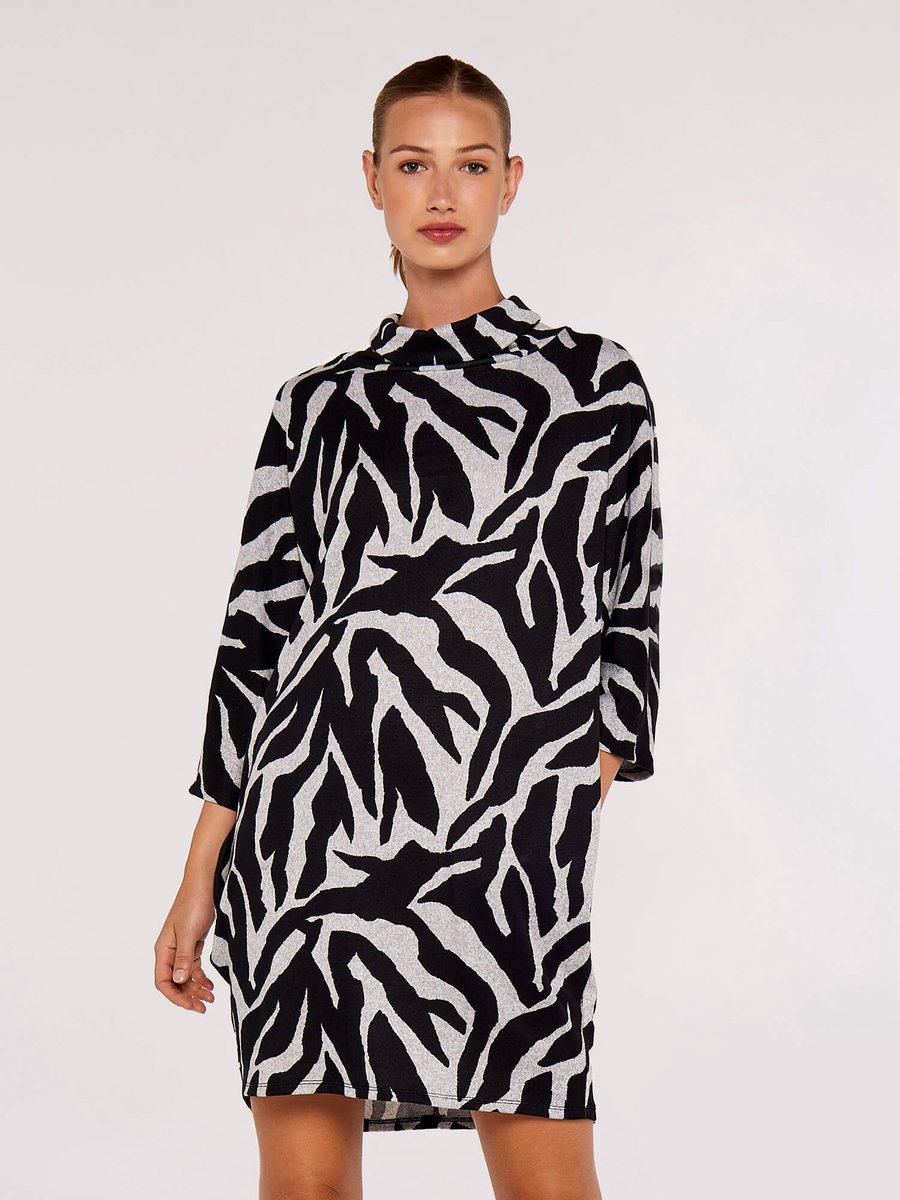 Zebra Print Cocoon Mini Dress