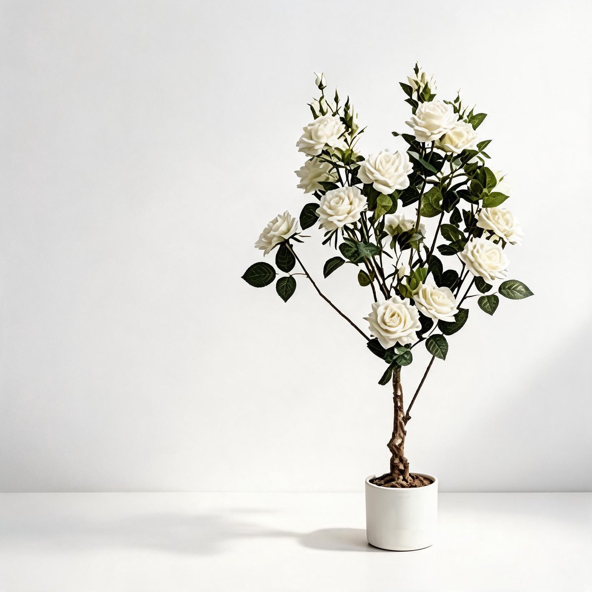 Danky - luxe lenteroos kunstboom - enkel stuk 80cm wit hoogdetail polyester voor exclusieve decoratie