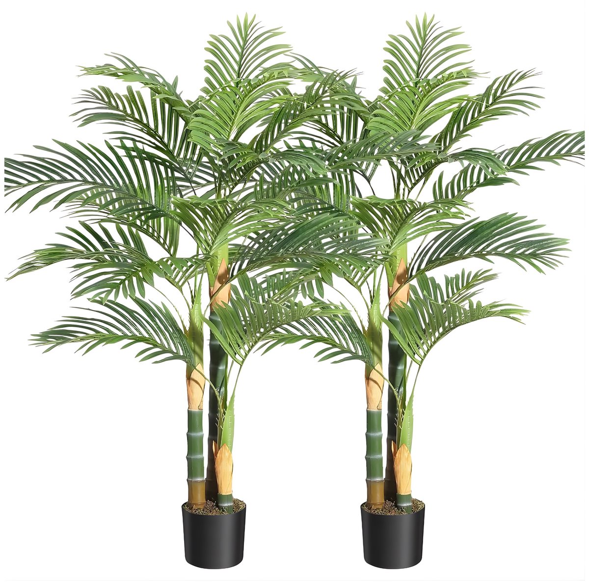 Kunstmatige Gouden Rietpalm - Voor Binnen & Buiten - Nep Tropische Palm Plant Decor - Groen, 120 & 150 cm, 2 Stuks - Groen-150cm