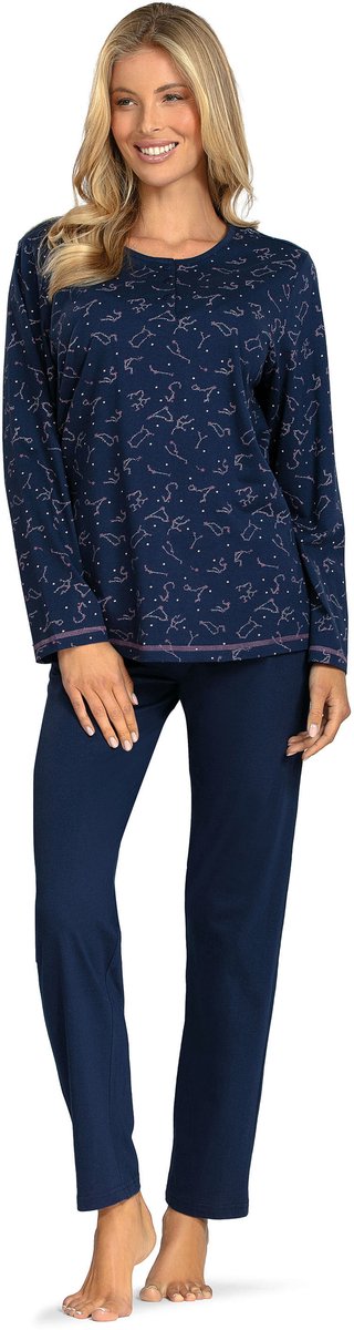 Comtessa Pyjama 'Fly me to the Moon' - Dames Nachtmode - Lange Mouw - Marine - Maat 48