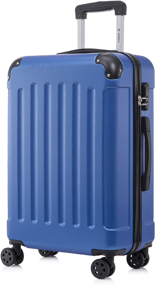 YONSLY Handbagage Koffer - 66cm - 66 L - Cijferslot- 360° Draaibare Wielen - Trolley- 66 x 43 x 26 cm - Saffierblauw