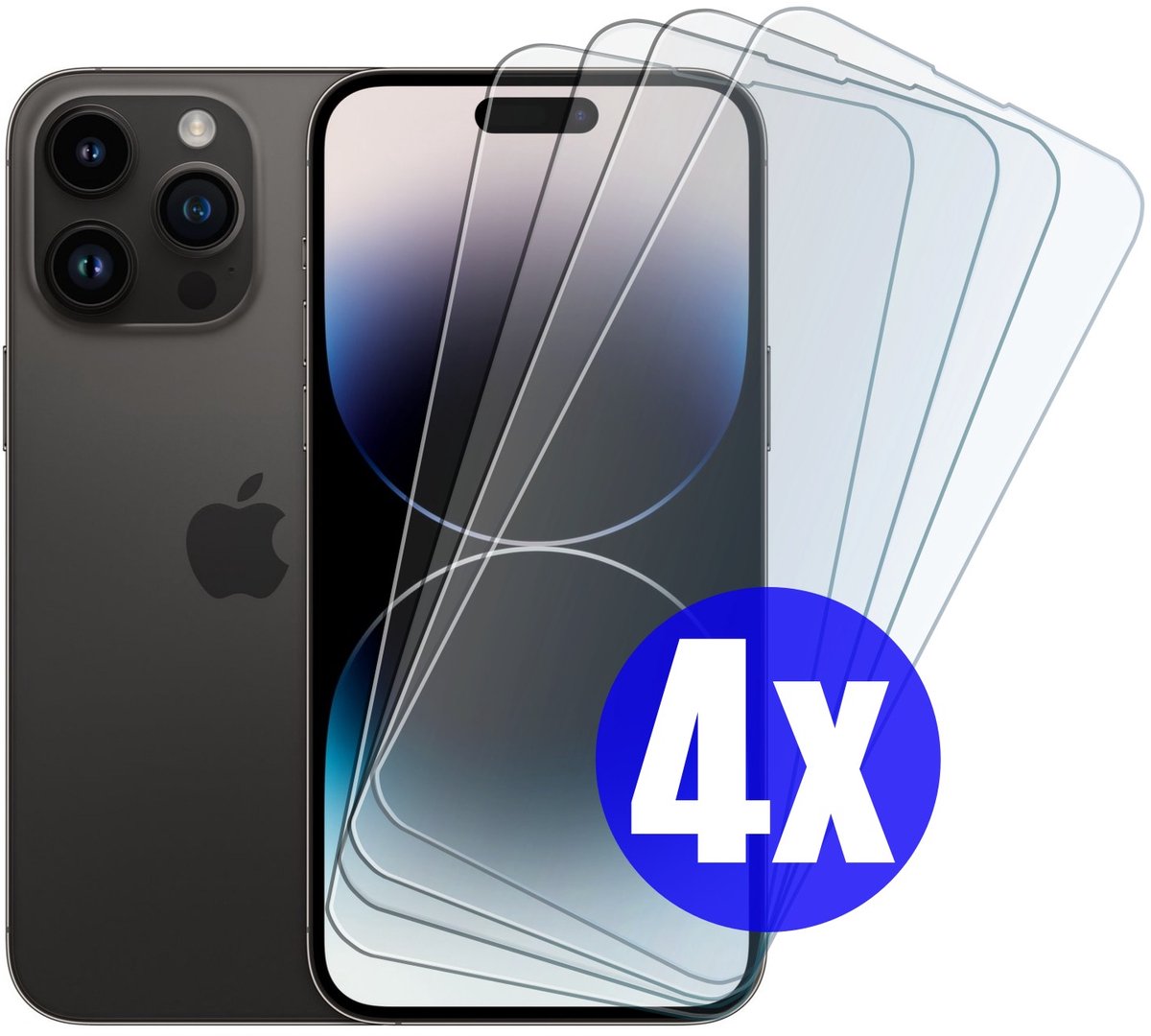 Screenprotector geschikt voor iPhone 14 Pro Max - Gehard Glas - Tempered Glass Armor Screen Cover - 4 Stuks
