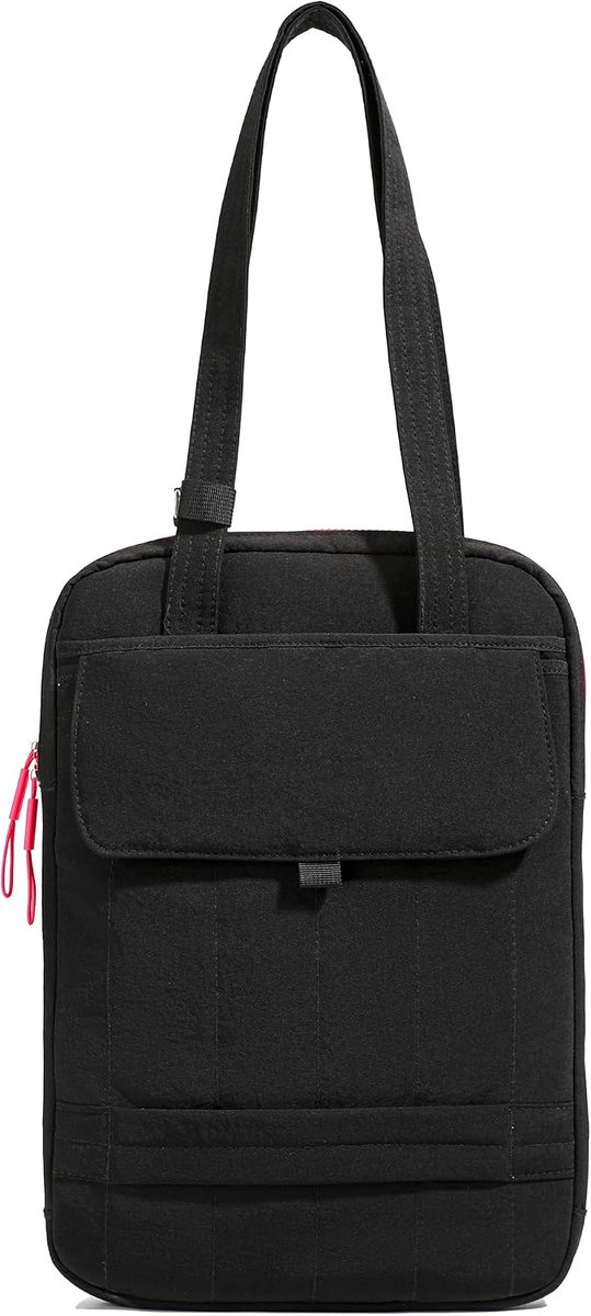 Laptoptas - 15,6 Inch Gevulde Laptophoes met Handvat - Verticale Gequilte Schoudertas - Zwart
