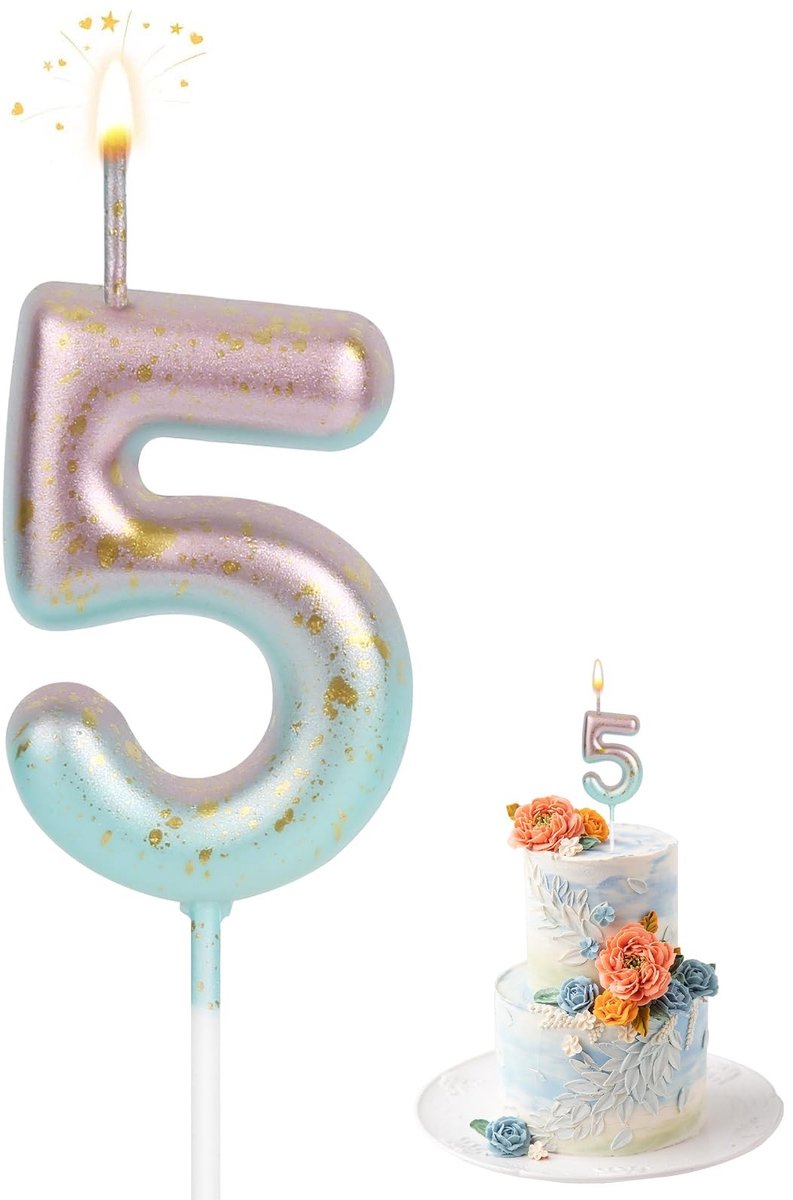 Solidchoice - Nummer 5 Verjaardagskaarsen - Perfect voor Taart en Feestelijke Gelegenheden