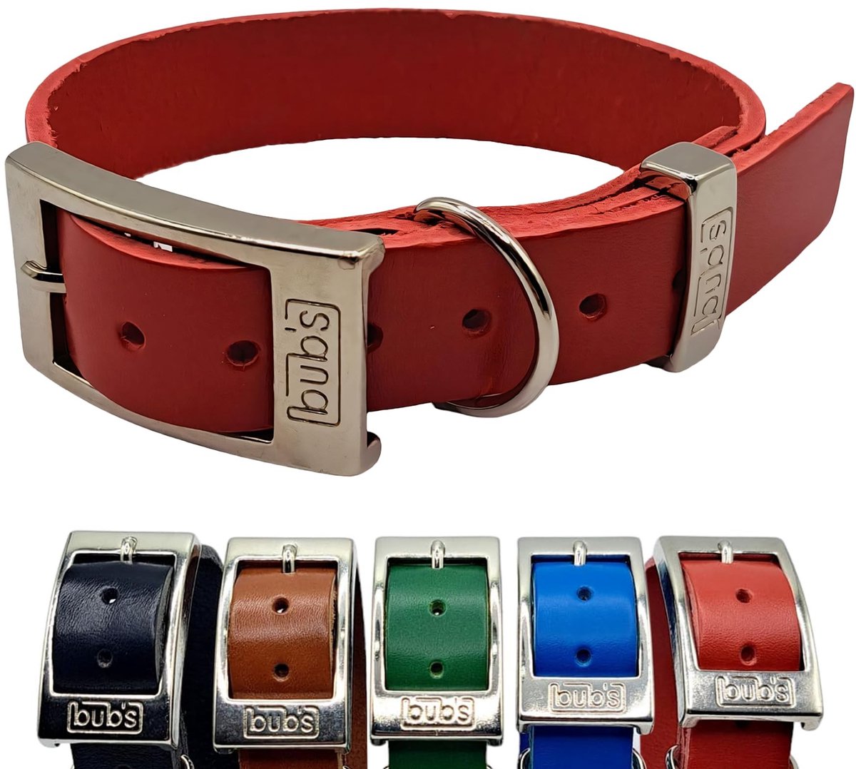 Solidchoice - Rundleer Hondenhalsband, Zacht en Duurzaam (Rood, Maat M)