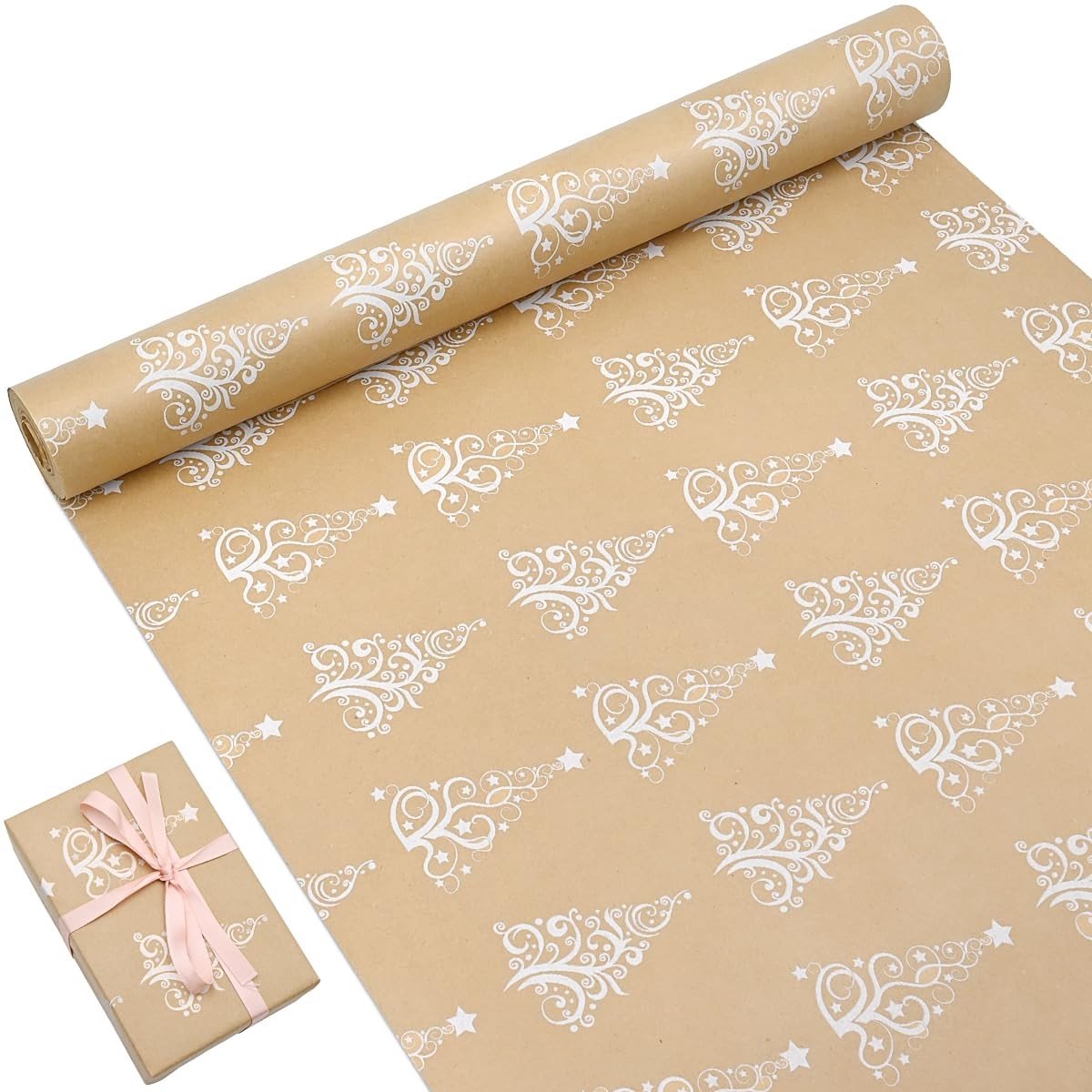 Solidchoice - Rolpakket Kerstcadeaupapier van 43 cm x 15 m met Witte Stippen