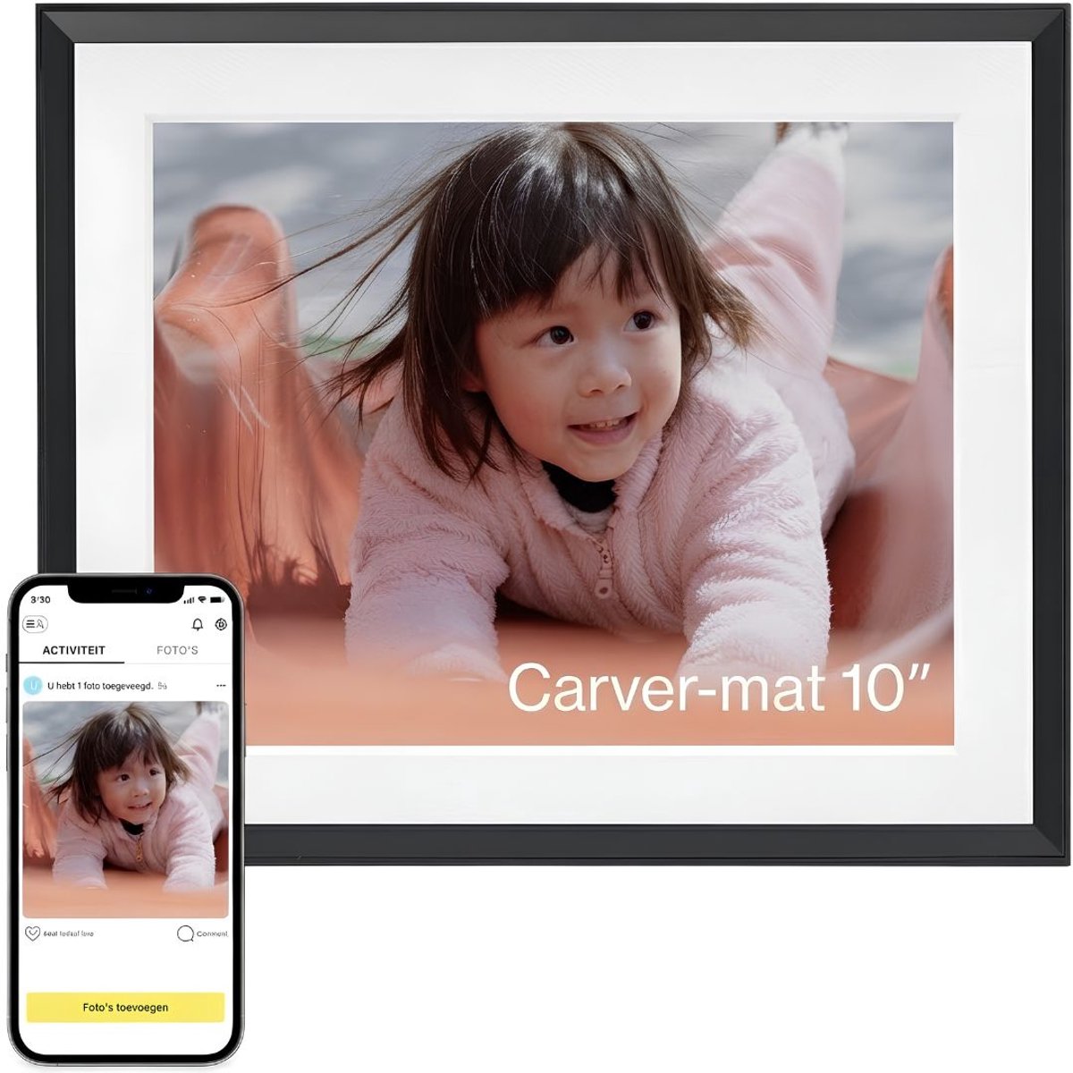 JCP® Digitale Fotolijst - Digitale Fotolijst met Wifi - Frameo Digitale Fotolijst - Zwart - 19cm x 27cm x 3cm