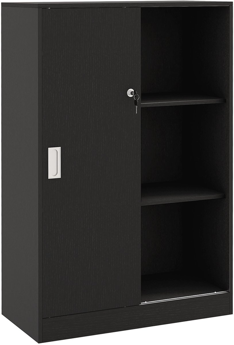 Metalen archiefkast met schuifdeur - 80x40x120 cm - Afsluitbaar - Geschikt voor archief school en kantoor - Antraciet