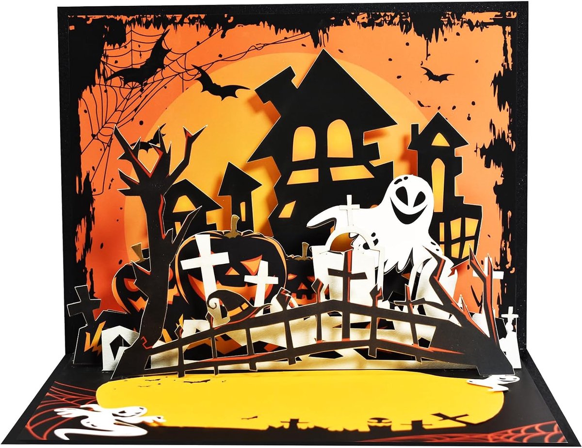 Ulisem - Halloween Pop Up Kaart – 3D Spookhuis Wenskaart met Envelop – Creatieve Verjaardagskaart voor Halloween, Feestdagen, Liefde & Speciale Gelegenheden