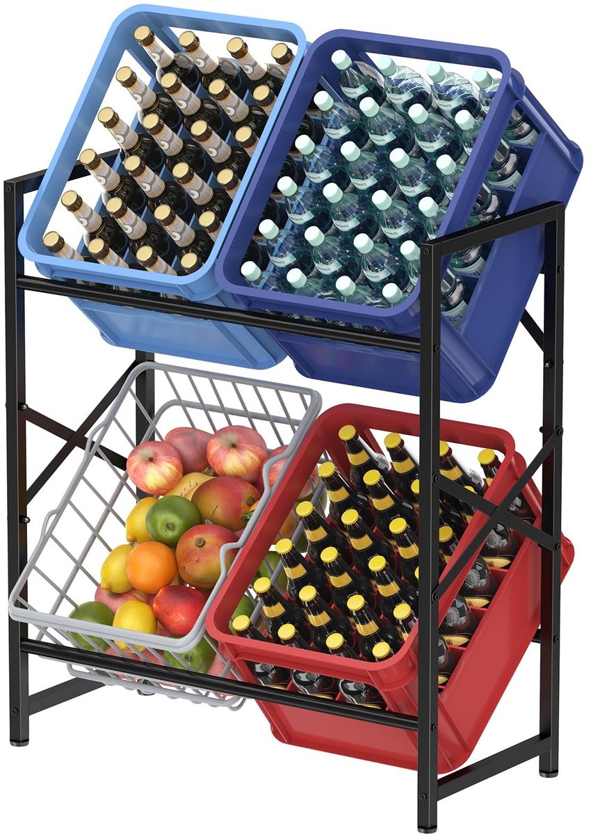 Solidchoice - Stevig Drankenrek voor 4 Kratten in Keuken of Garage