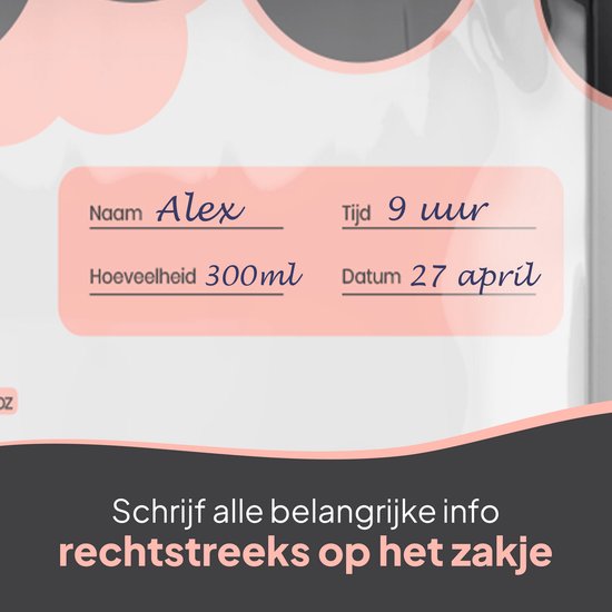 Mammie Moedermelk Bewaarzakjes - 200 Stuks 300ML - met Schenktuit - Extra Groot - BPA vrij - Borstvoeding Bewaarzakje van MAMMIE — afbeelding 4