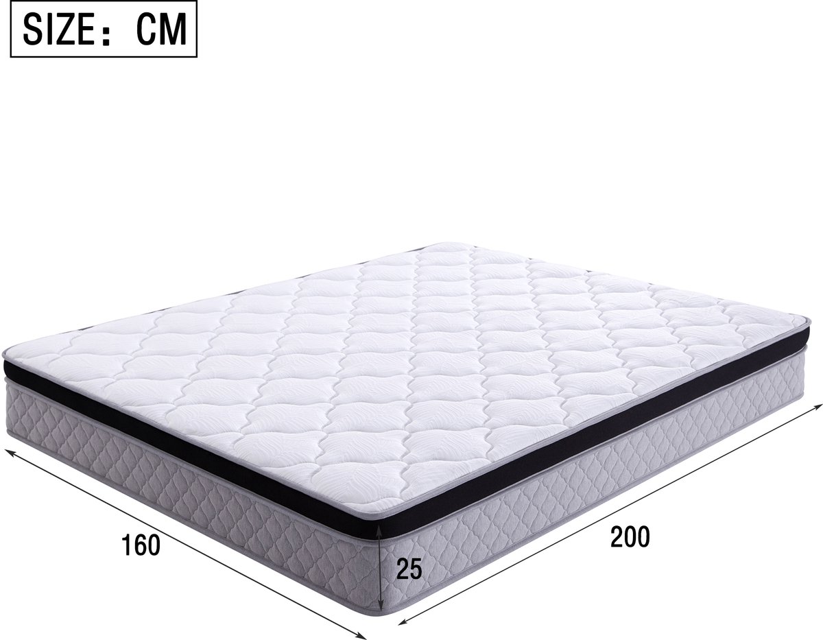 STILVORA Federveringsmatras 160 x 200 cm - Ergonomische Lendensteun - H3 Stevig Slaapcomfort - Rolverpakking - Tweepersoonsbed - Wit - Met matras