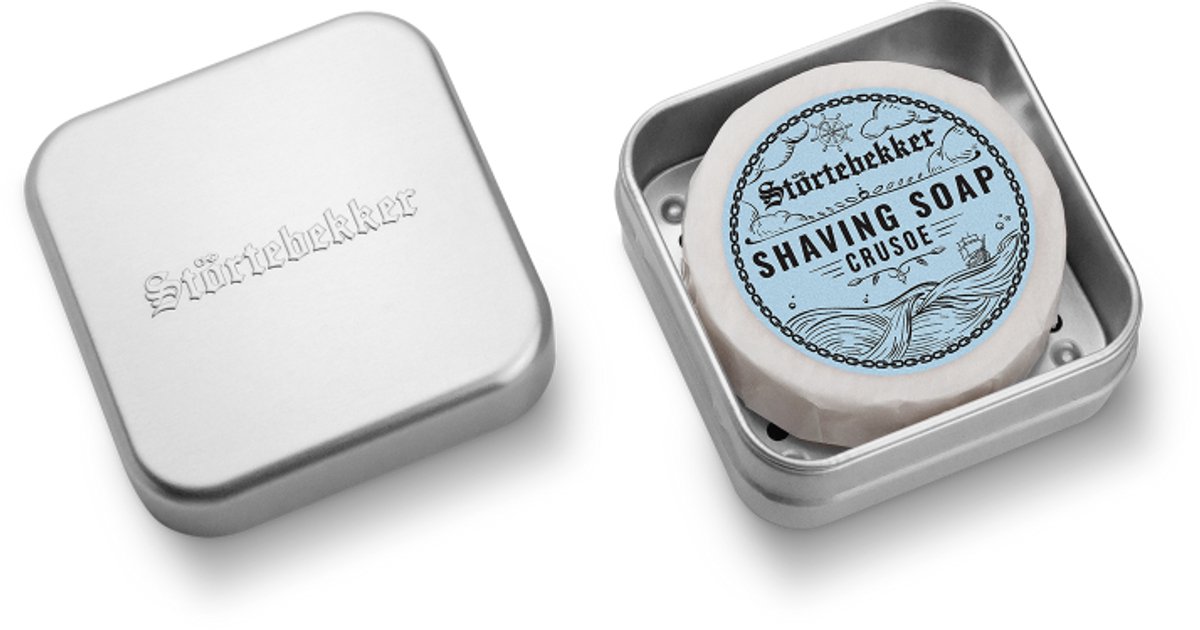 Störtebekker® Scheerzeep & Zeepdoos Set - Shaving Soap Set Heren voor een Zachte Natte Scheerbeurt - Romige, Rijke Schuim - Aluminium Zeepdoos met Afdruiprooster - Handgemaakt in Nederland - 9 Geuren