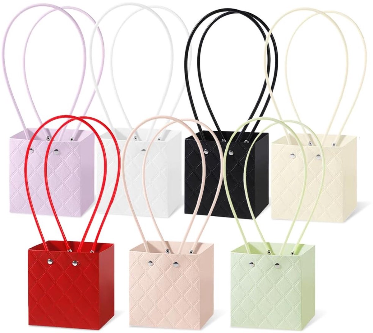 Solidchoice - Set van 7 Papieren Boeketdozen - Elegante Bloemenverpakking met Handvatten