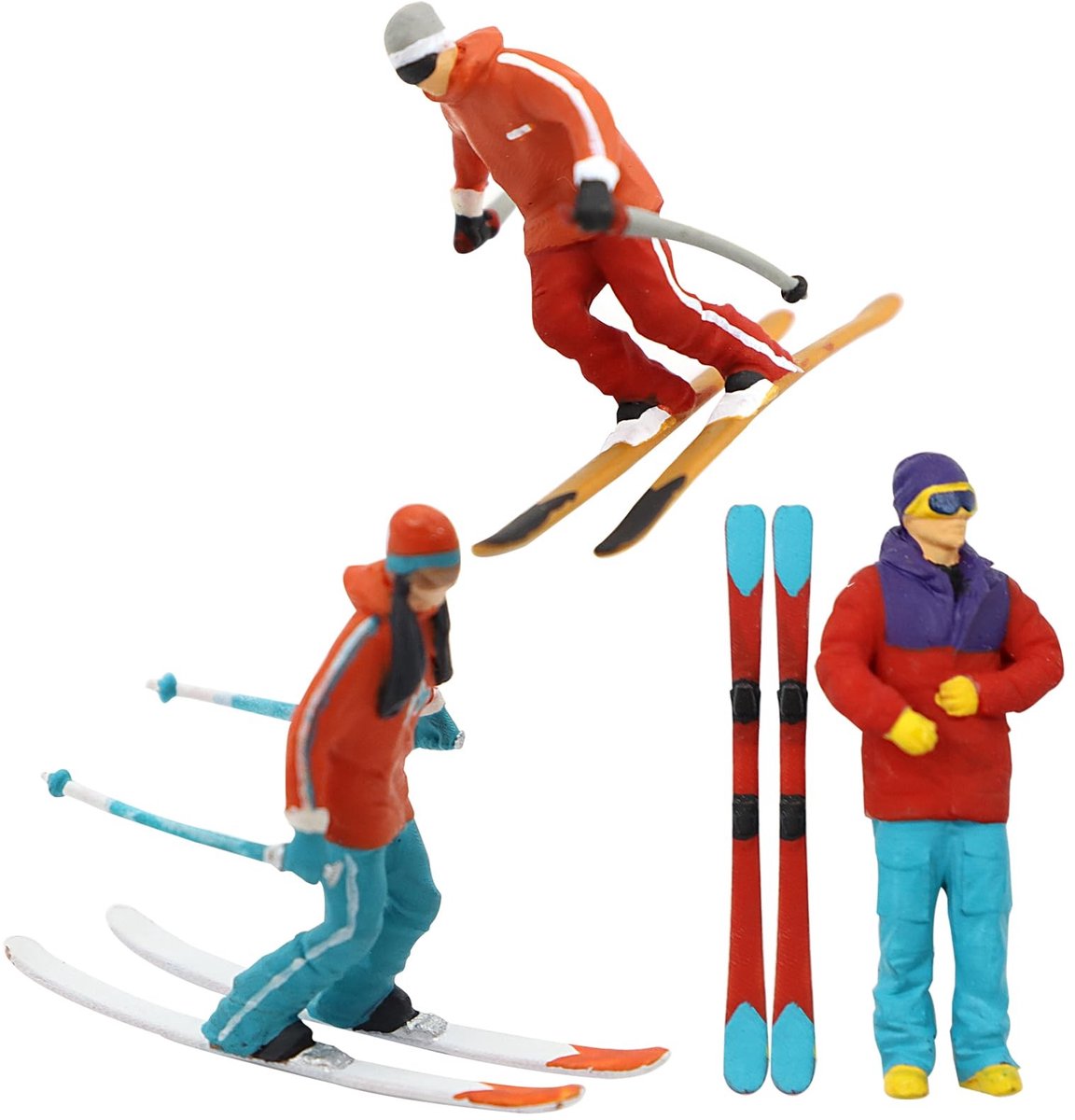 Solidchoice - 3 Stuks Miniatuur Ski Figuren voor Model Landschap Decoratie