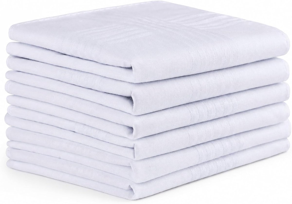 6 Stuks Witte Zakdoeken Heren - 40 x 40 cm - Zachte Zakdoeken voor Heren - Herbruikbare Herenzakdoeken - Geschikt als Pochet voor Pak - Bruiloft - Feest - Formele Gelegenheden