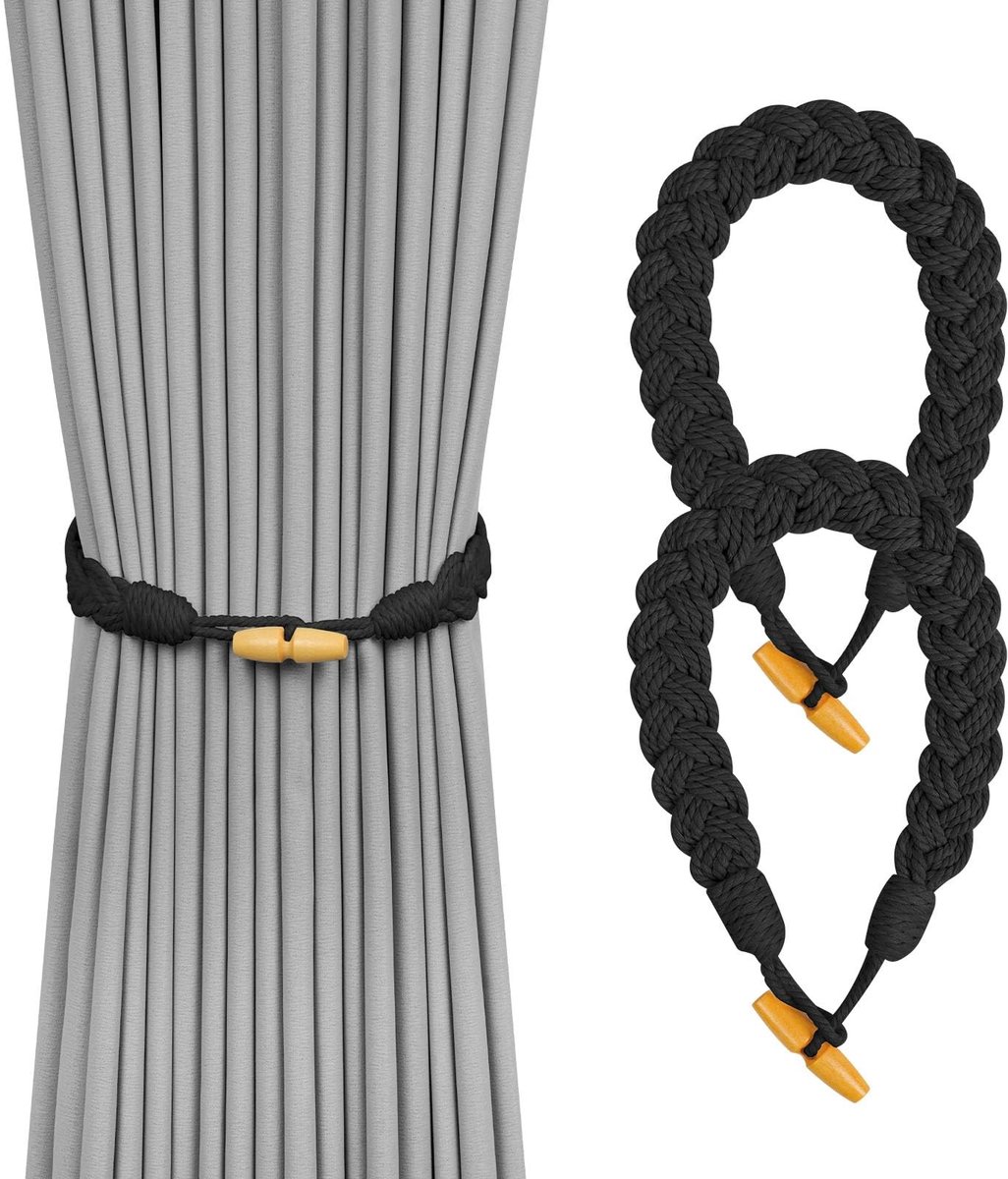 Solidchoice - Set van 2 Handgeweven Katoenen Gordijnstrikken