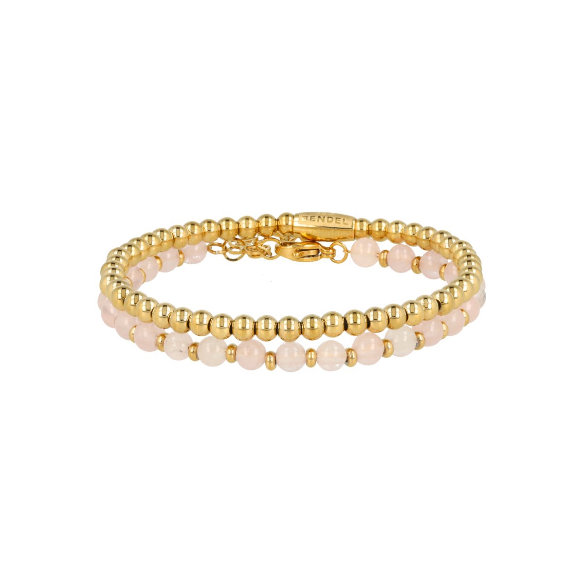 My Bendel - Rose Quartz Armbanden Set - met Luxe Cadeauverpakking | Sieraden Voor Dames | One-size