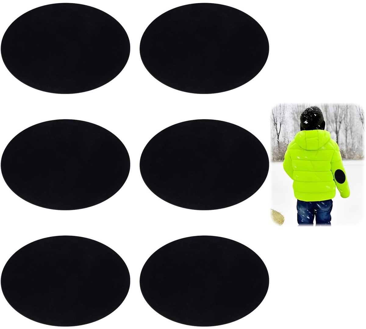 Solidchoice - 6 Zwarte Strijkpatches voor Kleding - Duurzame Reparatieset 16 x 10 cm